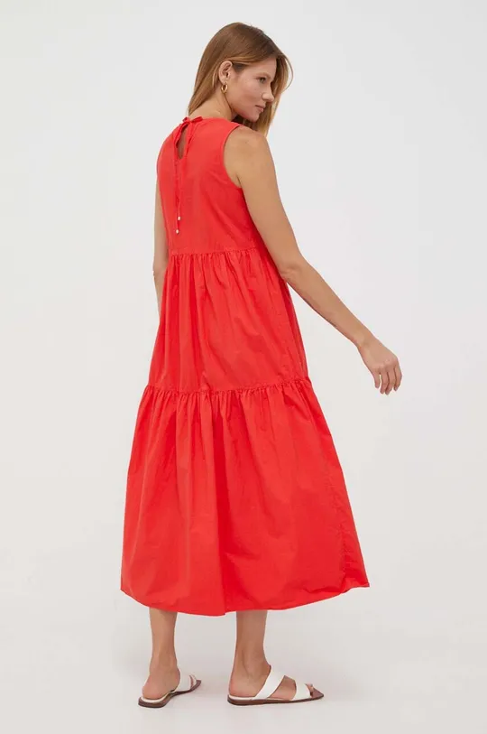 Βαμβακερό φόρεμα BOSS κόκκινο