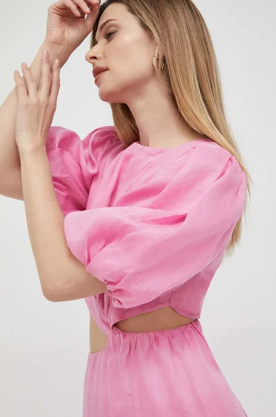 ροζ Λινό φόρεμα Bardot