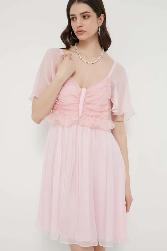 różowy Blugirl Blumarine sukienka z domieszką jedwabiu Damski