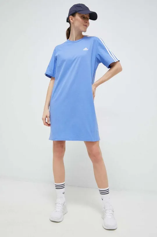 μπλε Βαμβακερό φόρεμα adidas Γυναικεία