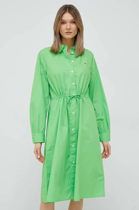 πράσινο Βαμβακερό φόρεμα Tommy Hilfiger Γυναικεία