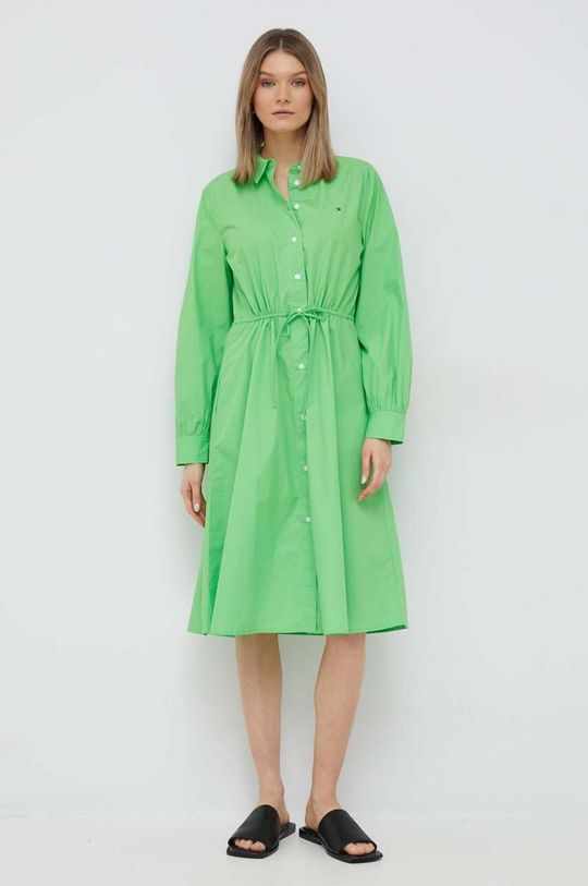 Tommy Hilfiger sukienka bawełniana zielony