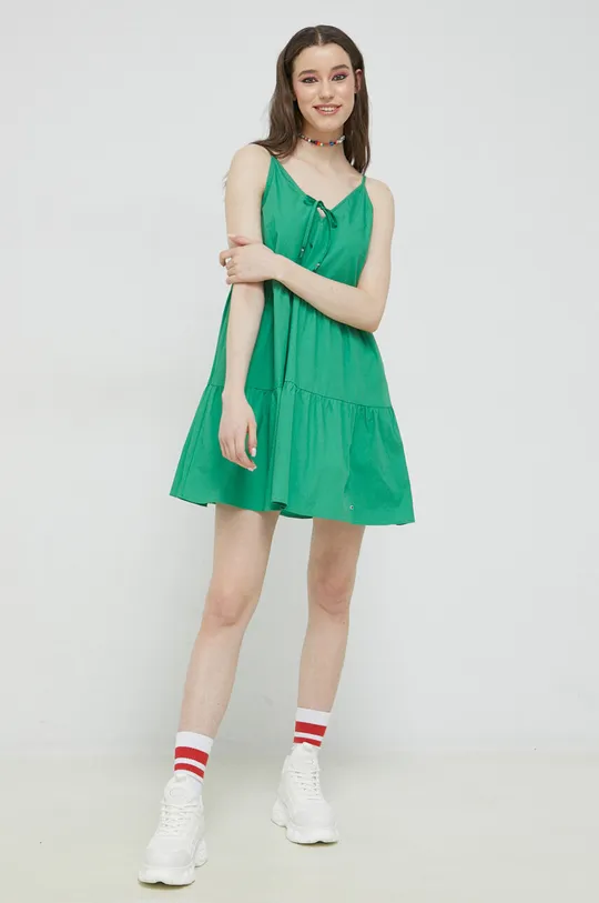 zelena Pamučna haljina Tommy Jeans Ženski
