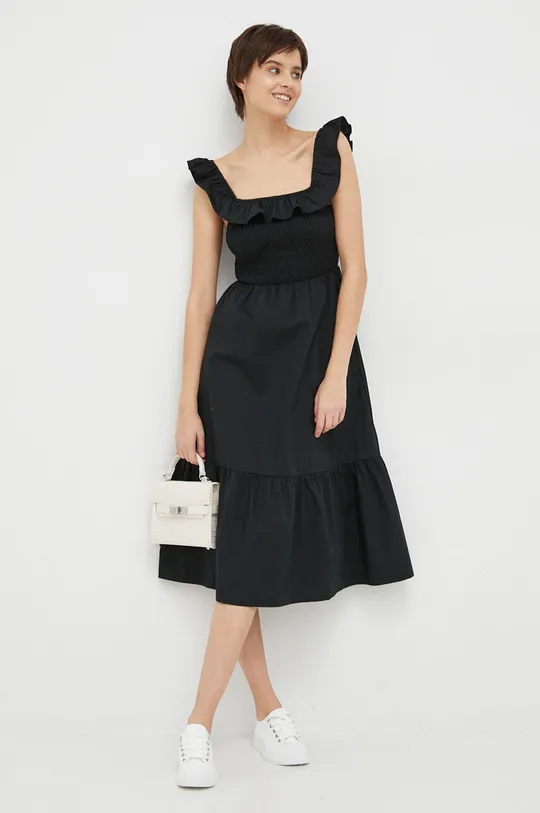 Βαμβακερό φόρεμα GAP μαύρο