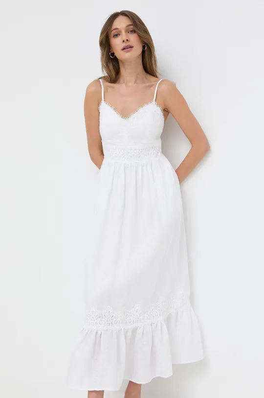 bela Lanena obleka Luisa Spagnoli Ženski