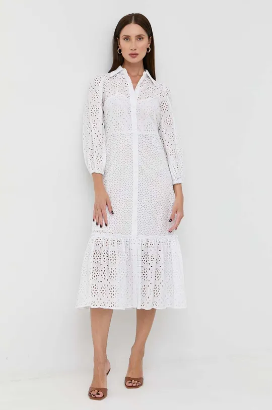 bela Bombažna obleka Luisa Spagnoli Ženski