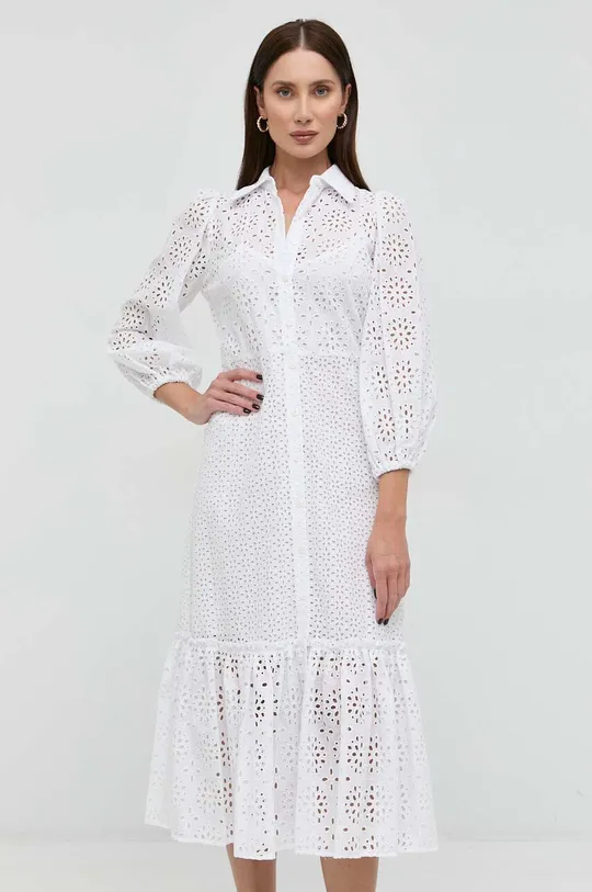 Βαμβακερό φόρεμα Luisa Spagnoli λευκό