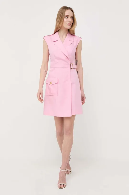 Φόρεμα από λινό μείγμα Luisa Spagnoli ροζ