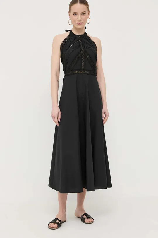 Βαμβακερό φόρεμα Luisa Spagnoli Purezza μαύρο