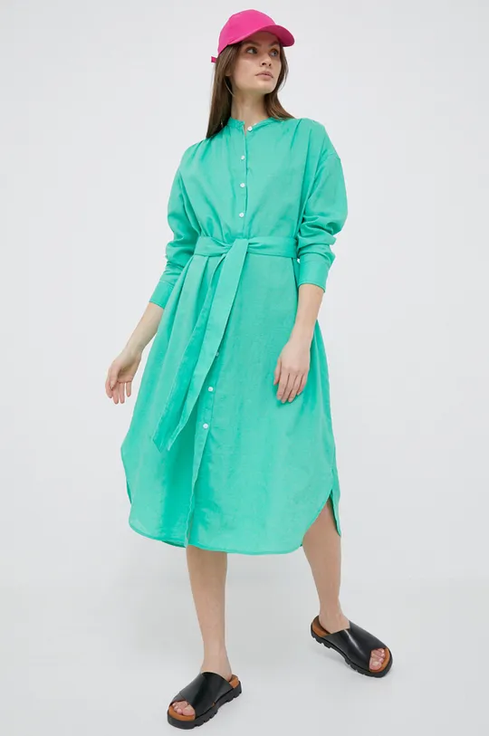 πράσινο Λινό φόρεμα GAP Γυναικεία