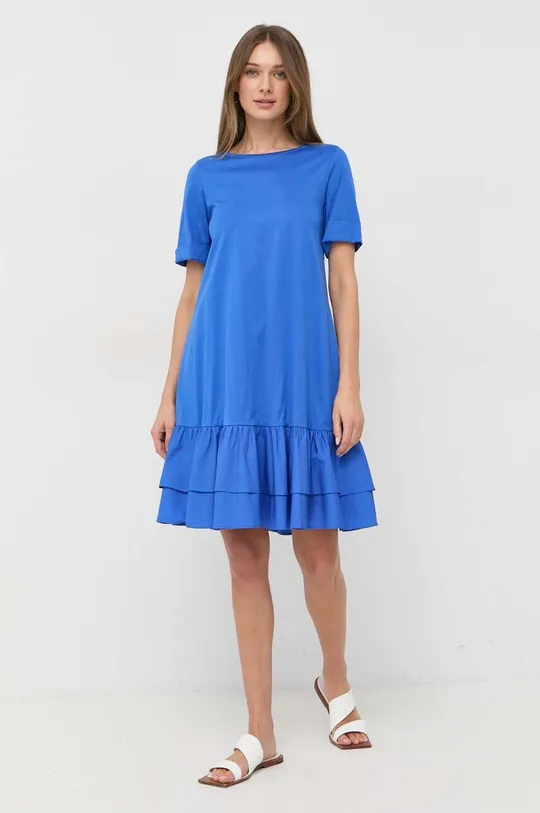 Βαμβακερό φόρεμα Weekend Max Mara μπλε