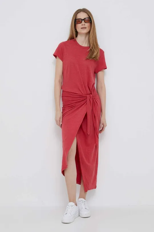 Λινό φόρεμα Polo Ralph Lauren κόκκινο
