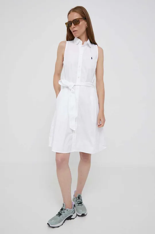 λευκό Βαμβακερό φόρεμα Polo Ralph Lauren Γυναικεία