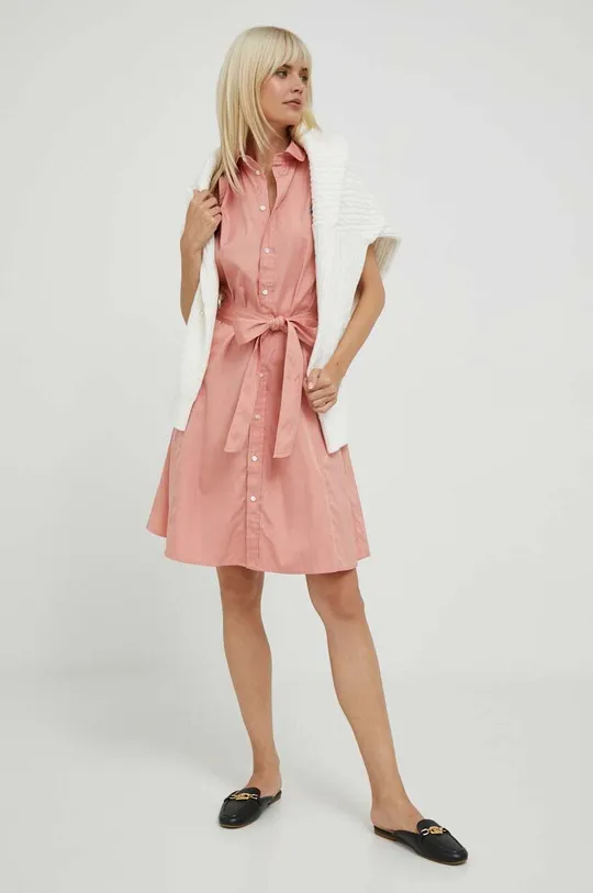 Βαμβακερό φόρεμα Polo Ralph Lauren ροζ