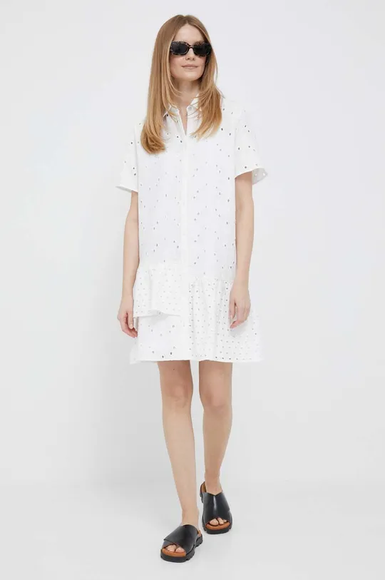Pamučna haljina PS Paul Smith bijela