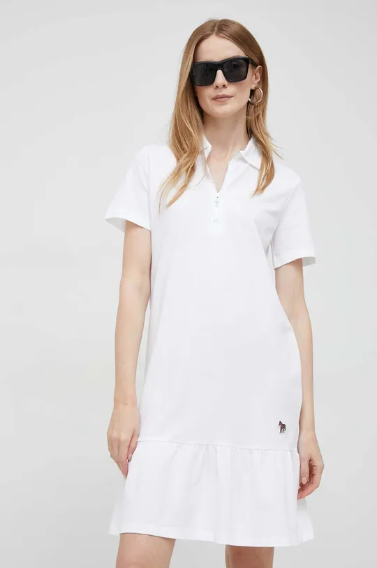 λευκό Βαμβακερό φόρεμα PS Paul Smith Γυναικεία