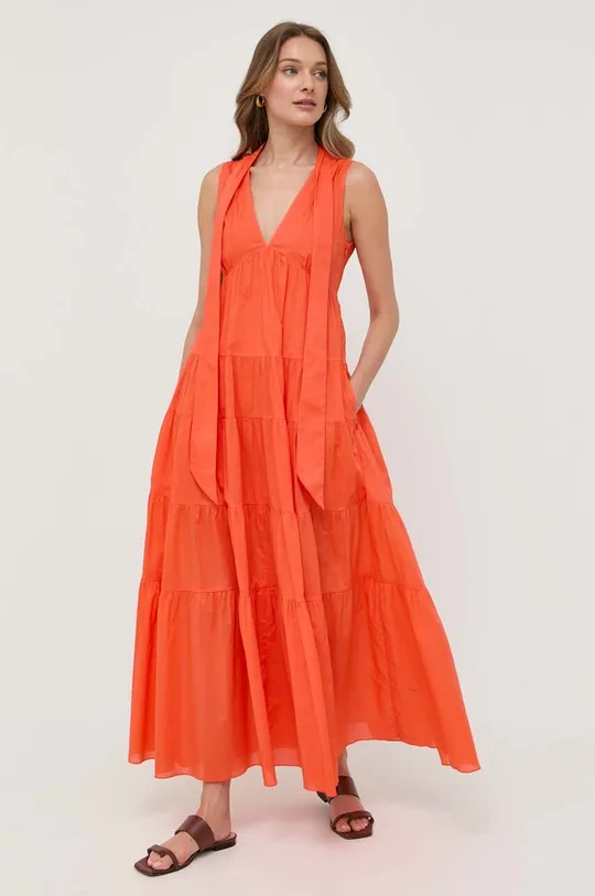 Βαμβακερό φόρεμα MAX&Co. πορτοκαλί