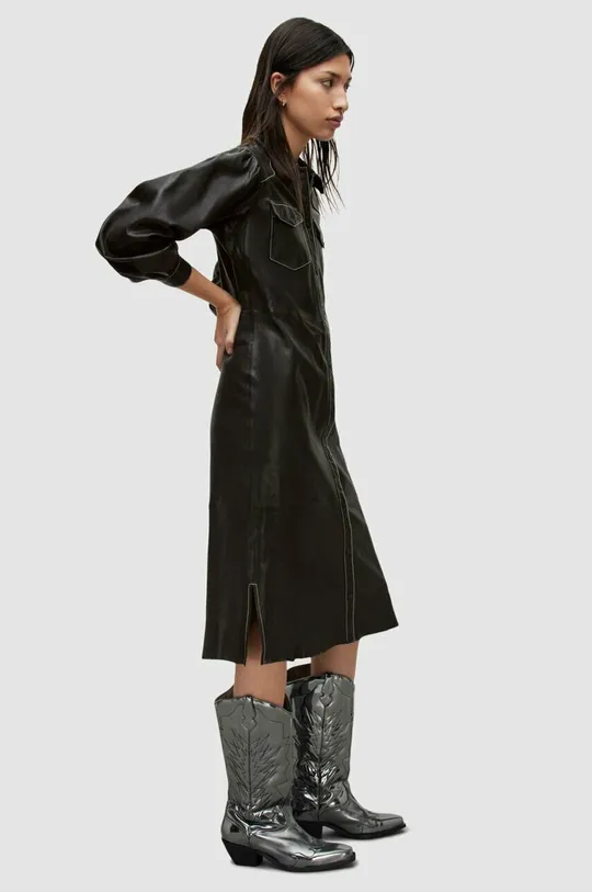 AllSaints sukienka skórzana AVA LEA SHIRT DRESS czarny