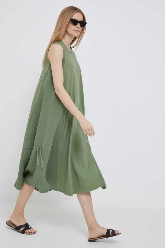 πράσινο Φόρεμα από λινό μείγμα Deha