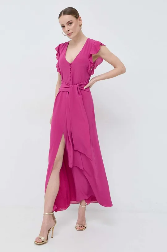 ružová Hodvábne šaty Patrizia Pepe