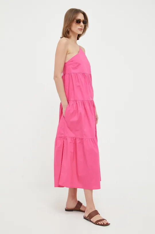Βαμβακερό φόρεμα Patrizia Pepe ροζ