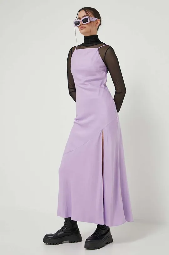 vijolična Obleka Abercrombie & Fitch Ženski