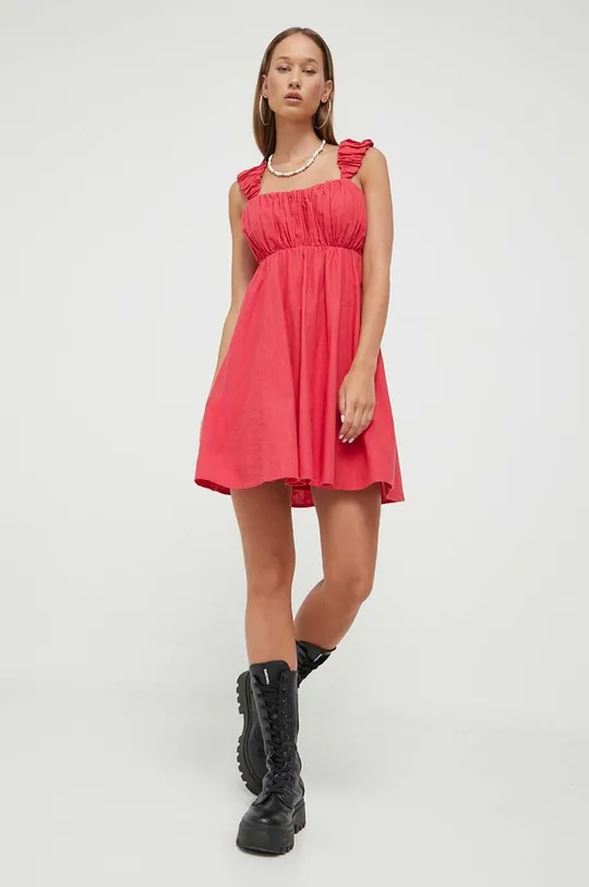 ροζ Λινό φόρεμα Abercrombie & Fitch Γυναικεία