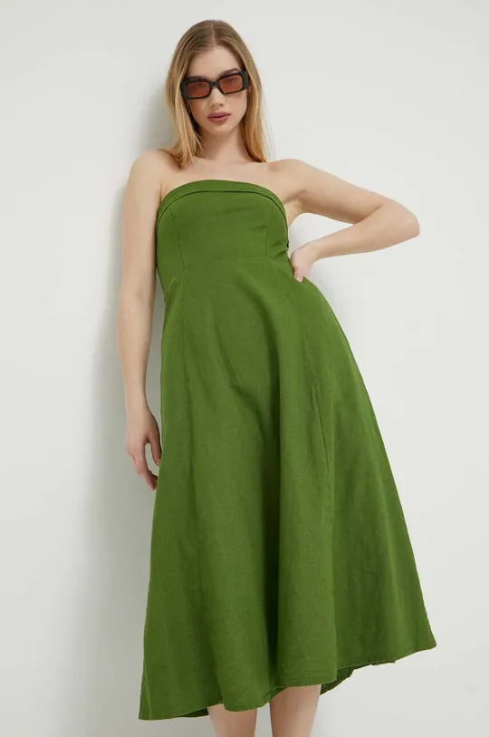 Abercrombie & Fitch sukienka lniana zielony