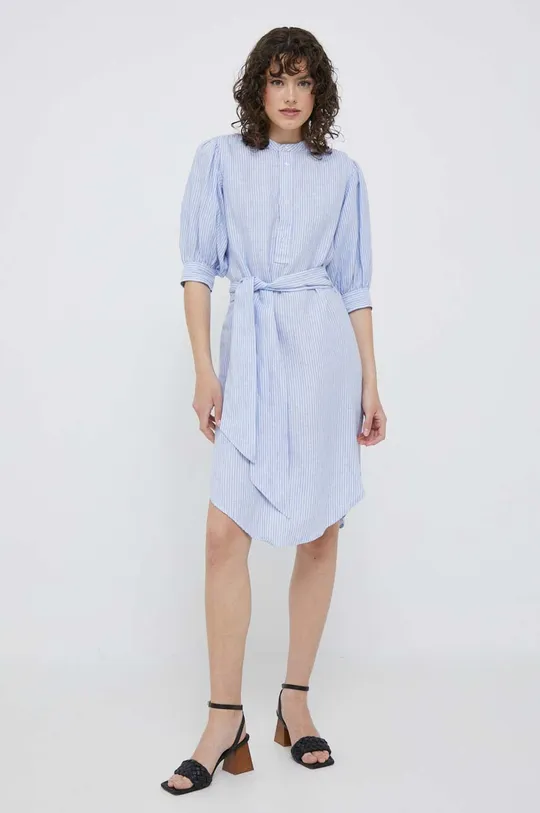 Льняное платье Polo Ralph Lauren голубой