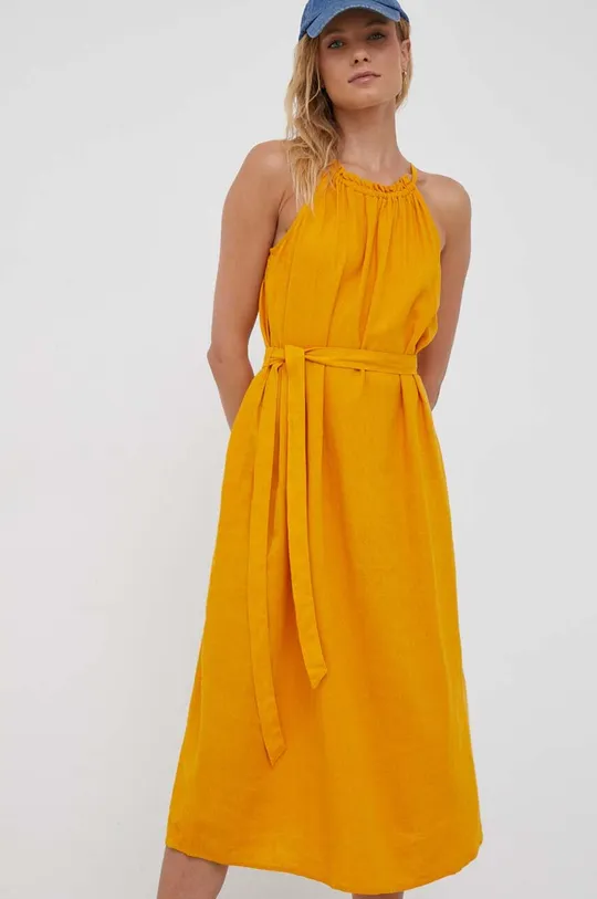 κίτρινο Λινό φόρεμα GAP Γυναικεία