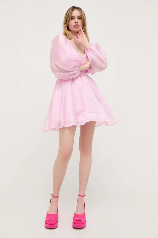 Obleka Bardot roza