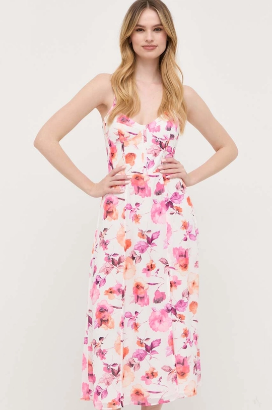 Bardot rochie midi roz 58623DB1.HOT.PINK.FLORA