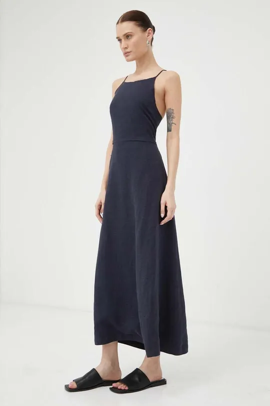 Φόρεμα από λινό μείγμα Gestuz σκούρο μπλε