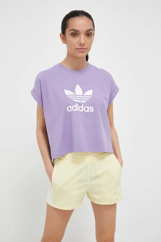 vijolična Bombažna kratka majica adidas Originals Ženski