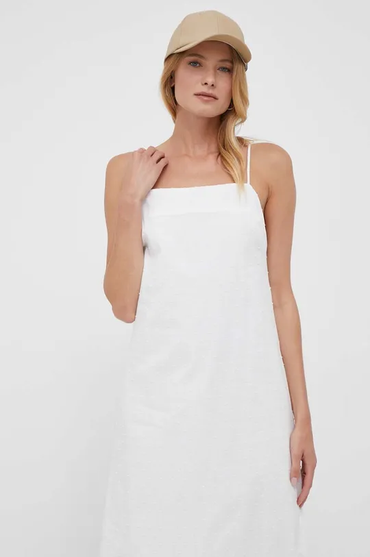 λευκό Βαμβακερό φόρεμα United Colors of Benetton