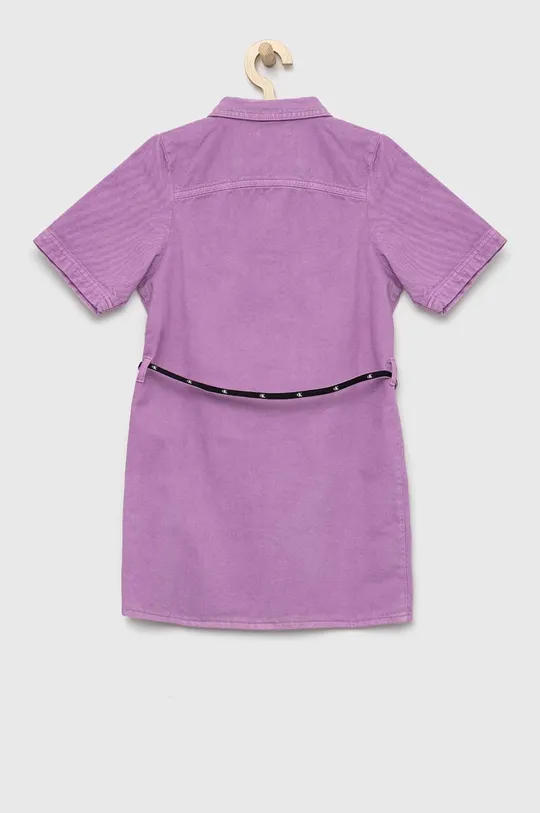 Otroška bombažna obleka Calvin Klein Jeans vijolična
