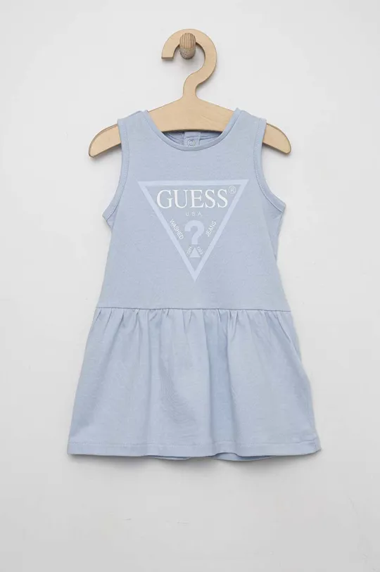 блакитний Дитяча бавовняна сукня Guess Для дівчаток