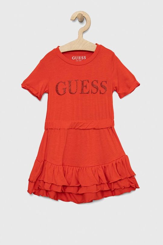 Guess rochie fete culoarea rosu, midi, evazati | ANSWEAR.ro