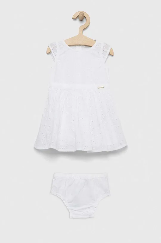 λευκό Βρεφικό βαμβακερό φόρεμα Guess Για κορίτσια