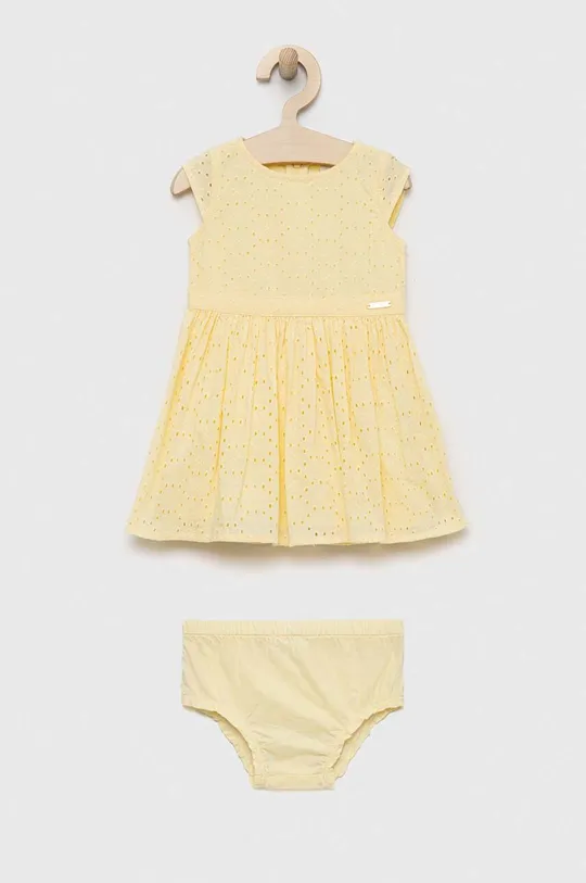 żółty Guess sukienka bawełniana niemowlęca Dziewczęcy