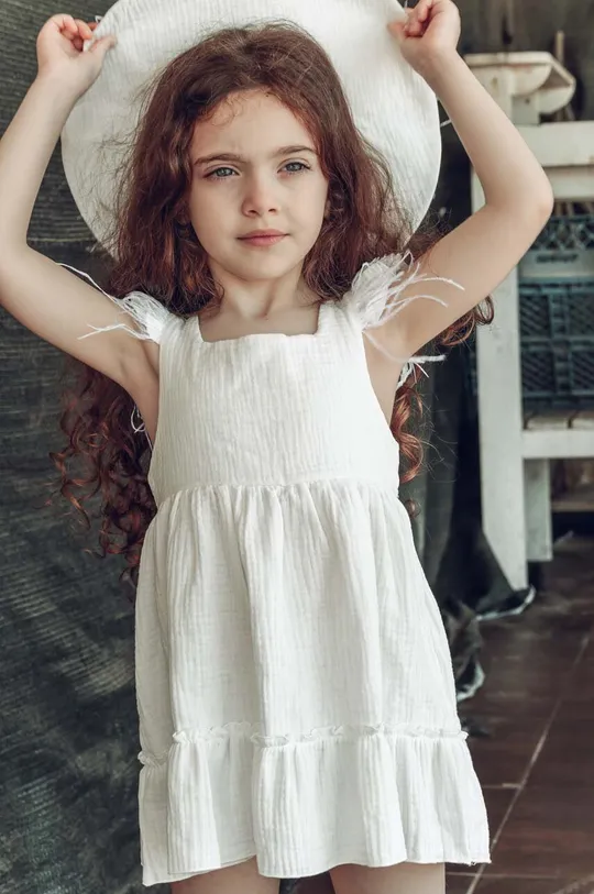 білий Дитяча бавовняна сукня Jamiks Для дівчаток