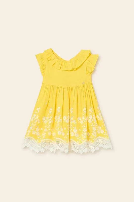 żółty Mayoral sukienka niemowlęca z domieszką lnu Dziewczęcy
