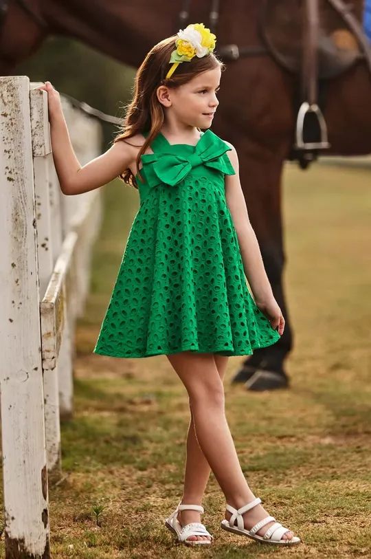 Παιδικό βαμβακερό φόρεμα Mayoral πράσινο