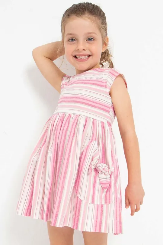 Детское платье с примесью льна Mayoral розовый