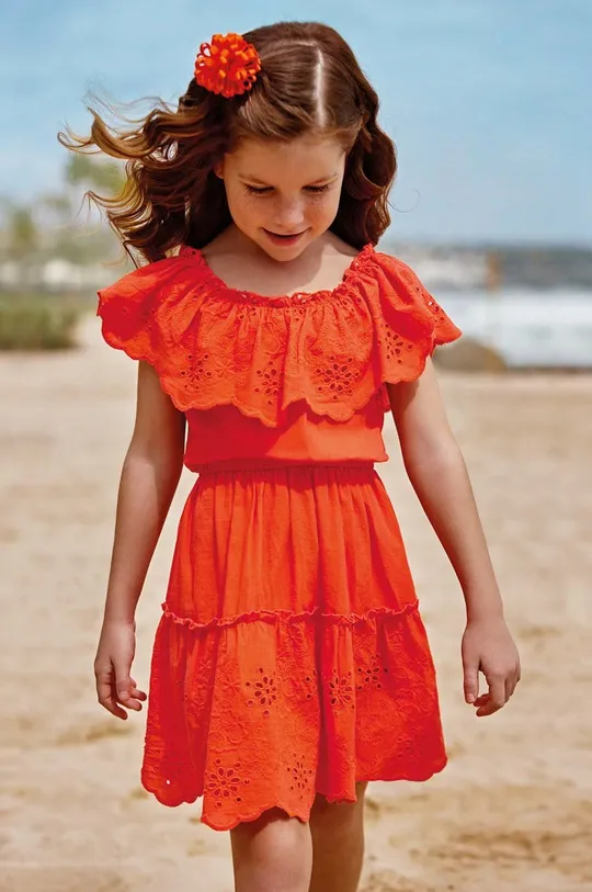 πορτοκαλί Παιδικό βαμβακερό φόρεμα Mayoral Για κορίτσια