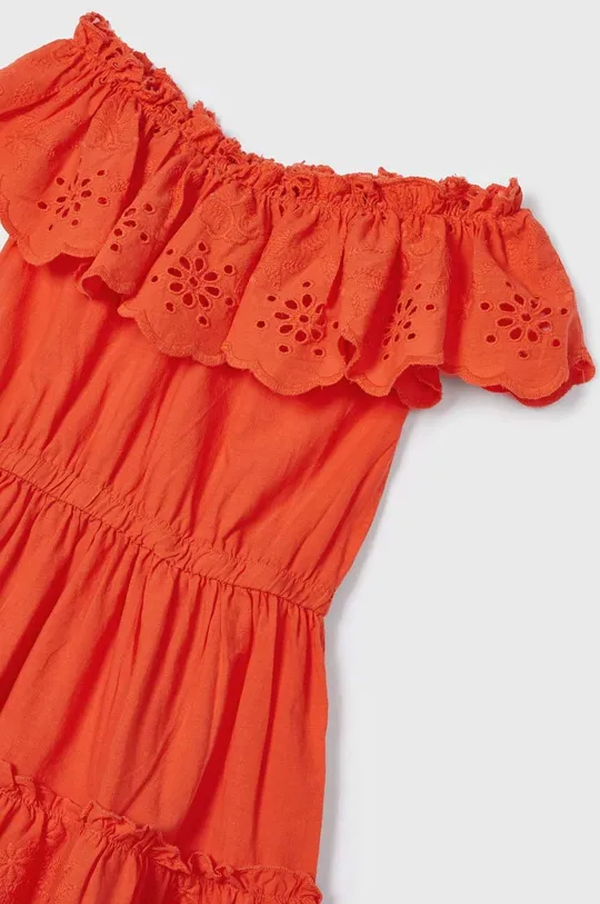 oranžna Otroška bombažna obleka Mayoral