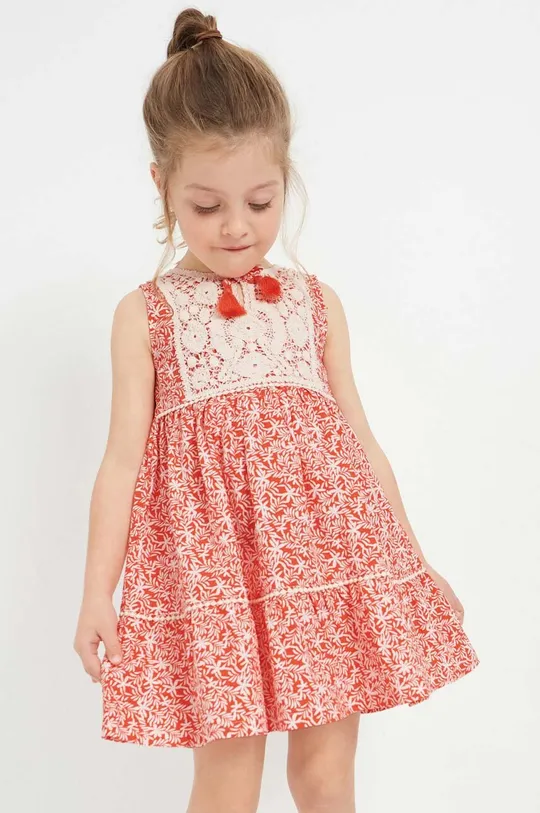 narančasta Dječja pamučna haljina Mayoral Za djevojčice