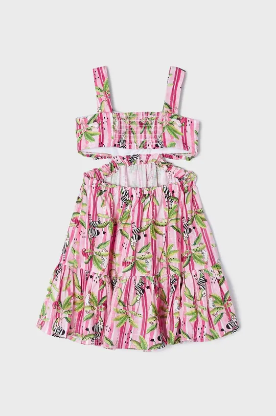 Φόρεμα με μείγμα από λινό για παιδιά Mayoral ροζ