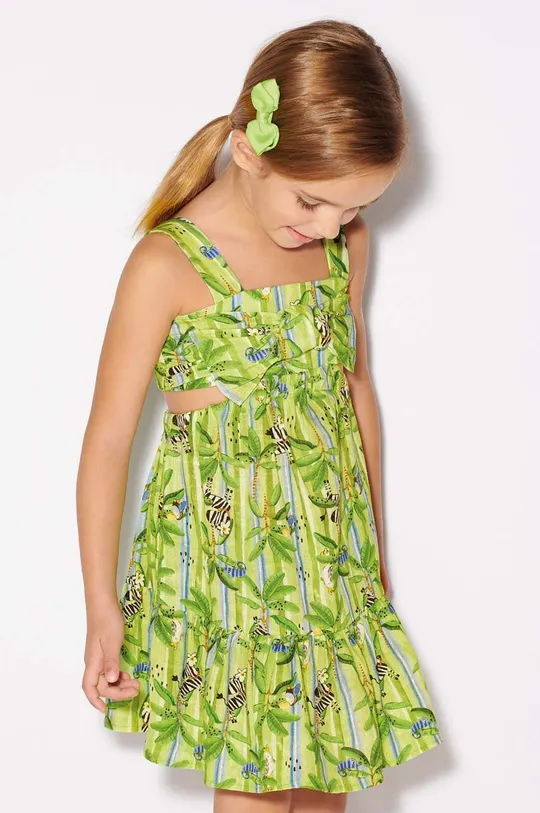 zielony Mayoral sukienka z domieszką lnu dziecięca Dziewczęcy