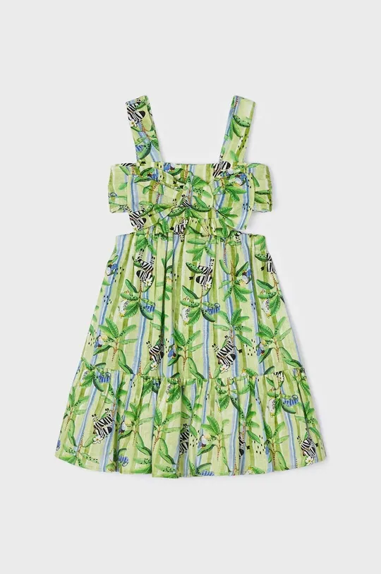 Детское платье с примесью льна Mayoral зелёный
